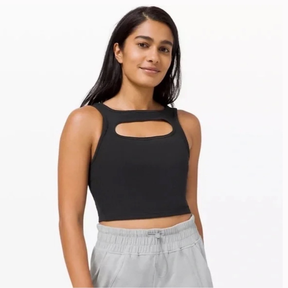Lululemon Black LA Front Cut-Out Crop Tank